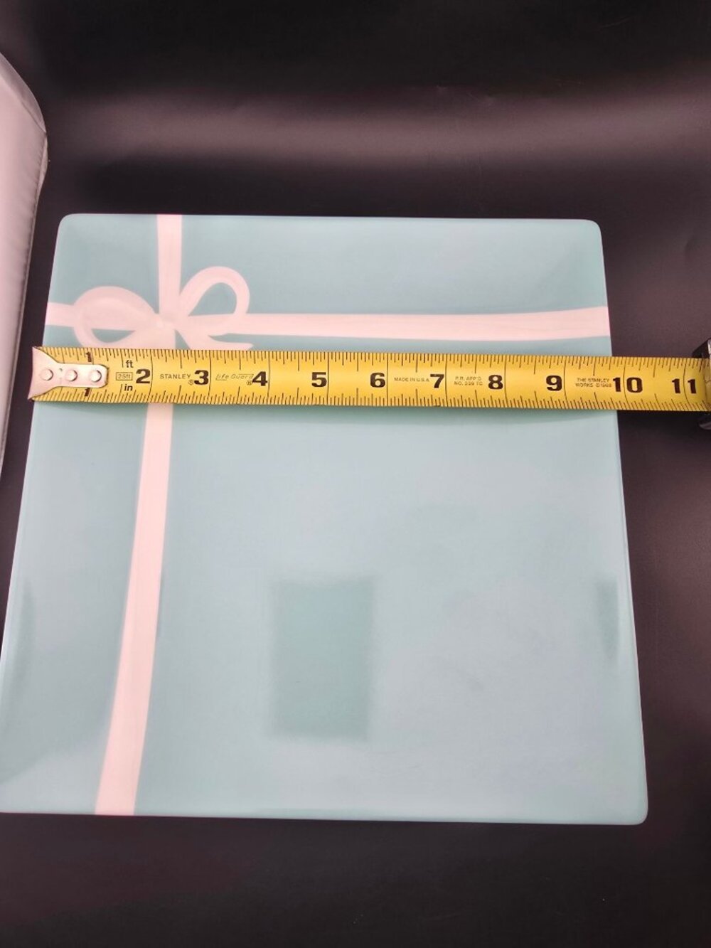 TIFFANY & Co Blue Box Plate Bone China Porcelain White Ribbon Square 10" Plate - Picture 10 of 11